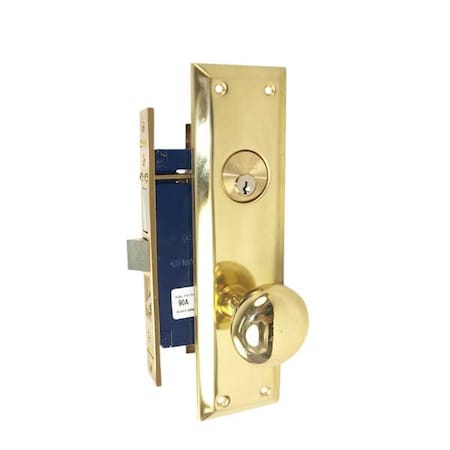 Marks METRO MORTISE KNOB LOCKSET HD - ENTRANCE - 1-1/16 X 7-5/8 - POLISHED BRASS - RIGHT HAND MRK-91A-3-RH